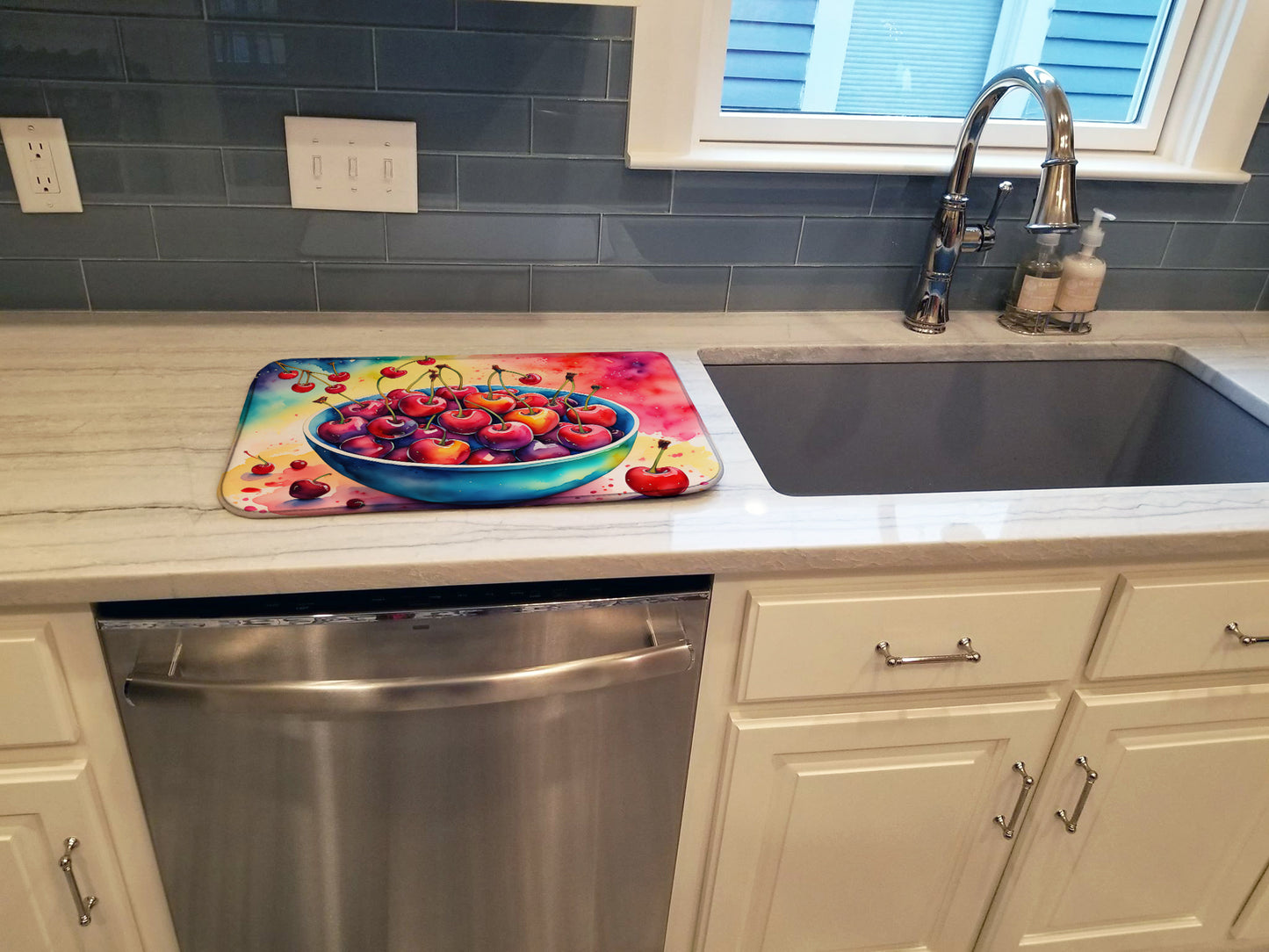 Colorful Cherries Dish Drying Mat