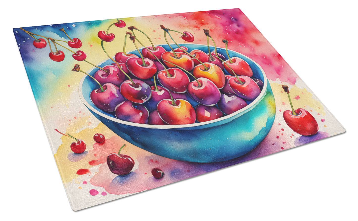 Buy this Colorful Cherries Glass Cutting Board