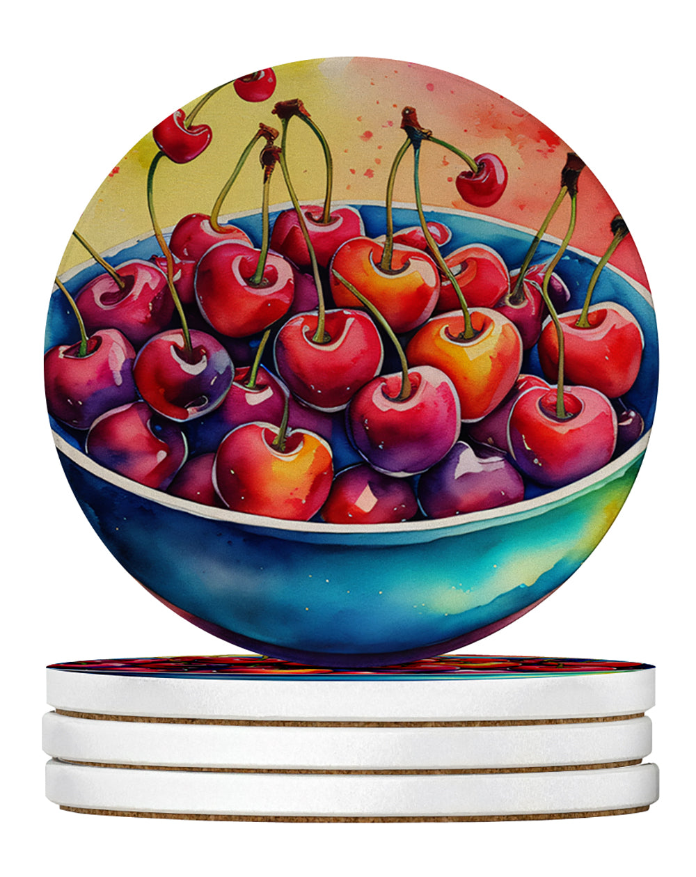 Buy this Colorful Cherries Large Sandstone Coasters Pack of 4