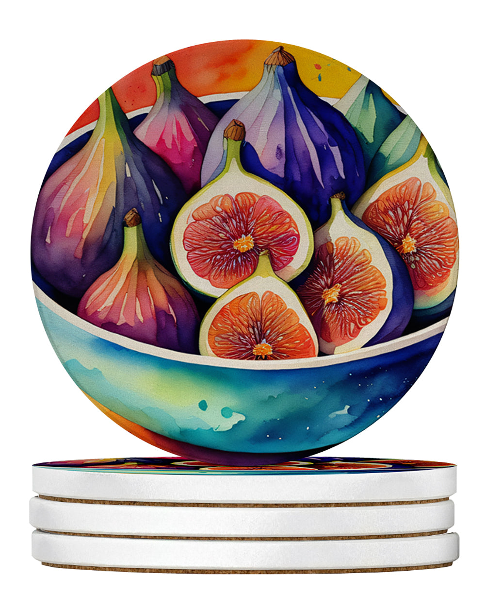 Buy this Colorful Figs Large Sandstone Coasters Pack of 4