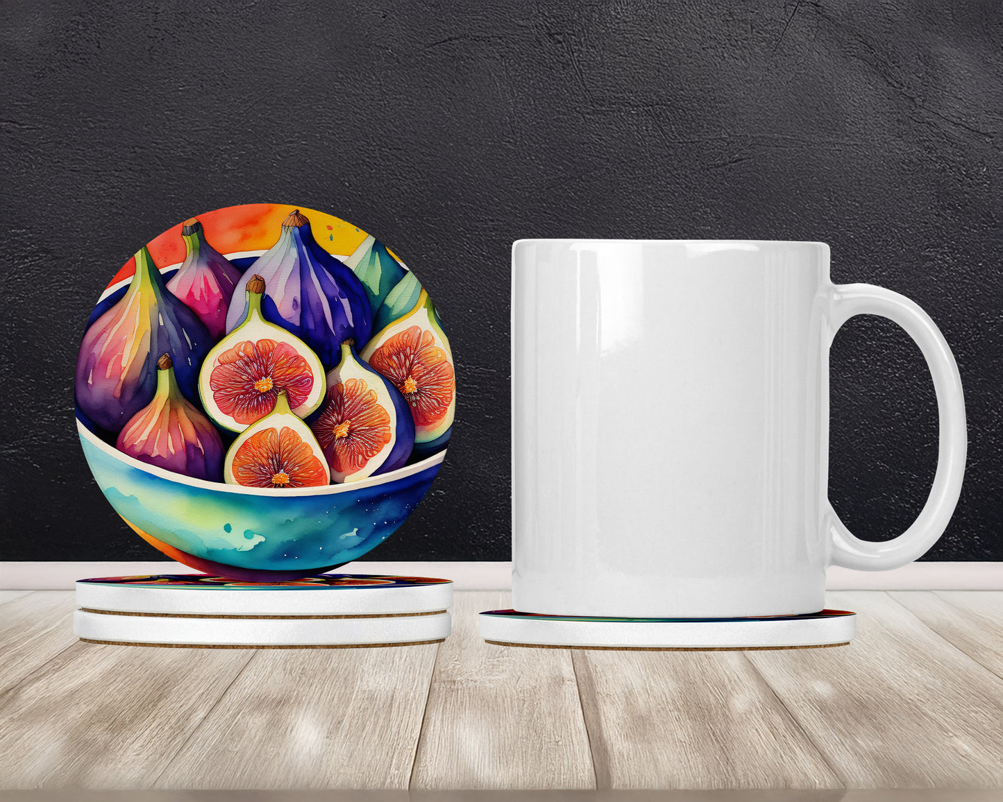 Colorful Figs Large Sandstone Coasters Pack of 4