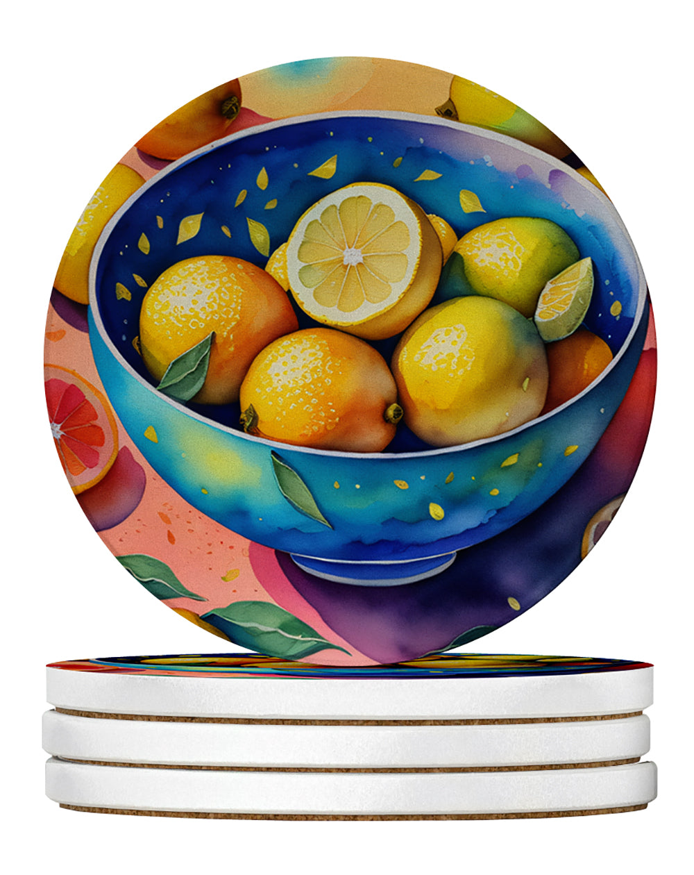 Buy this Colorful Lemons Large Sandstone Coasters Pack of 4