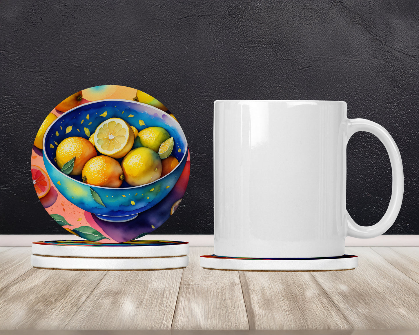 Colorful Lemons Large Sandstone Coasters Pack of 4
