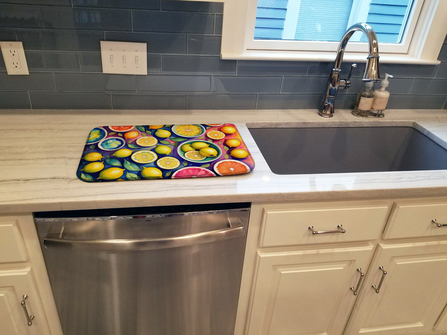 Colorful Lemons Dish Drying Mat