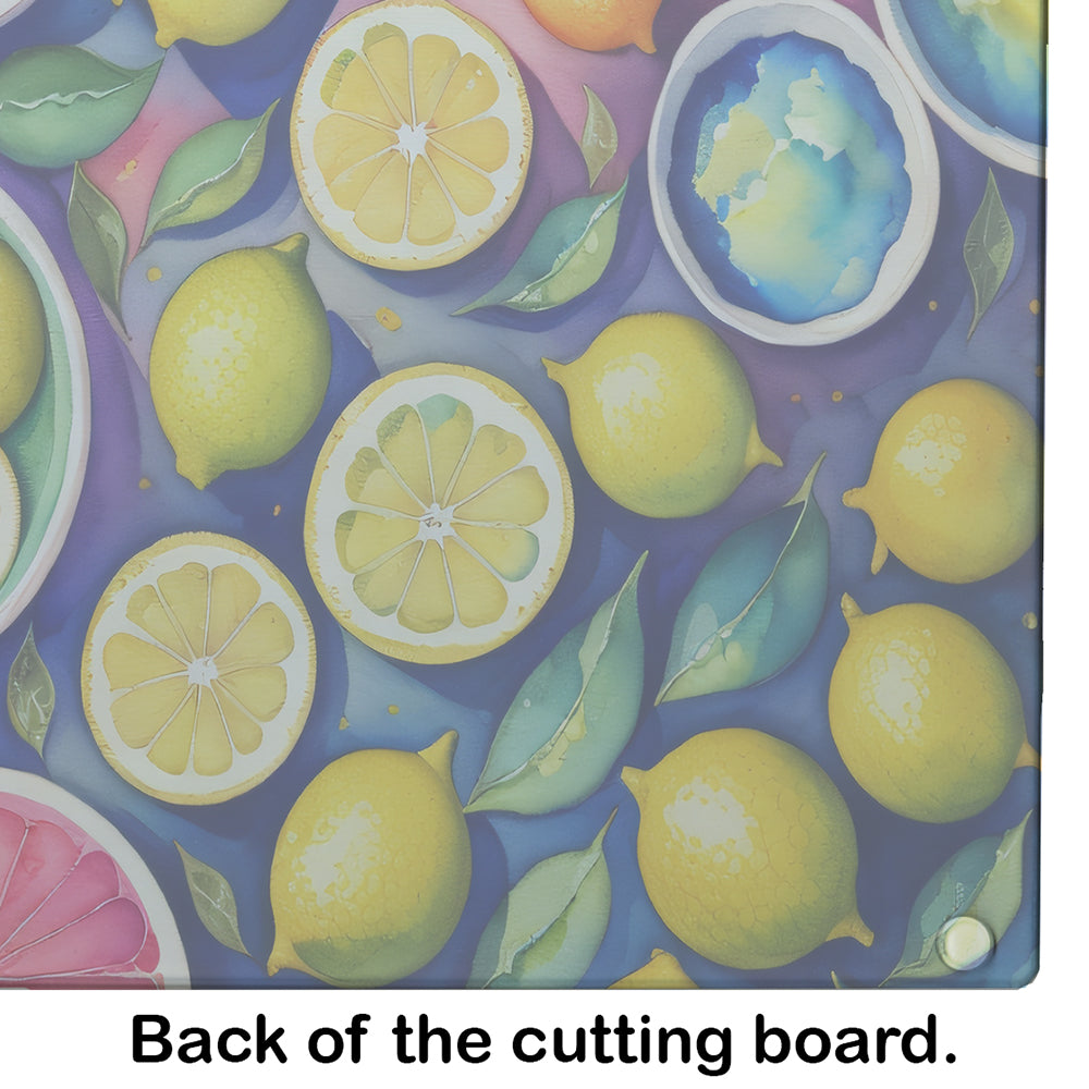 Colorful Lemons Glass Cutting Board