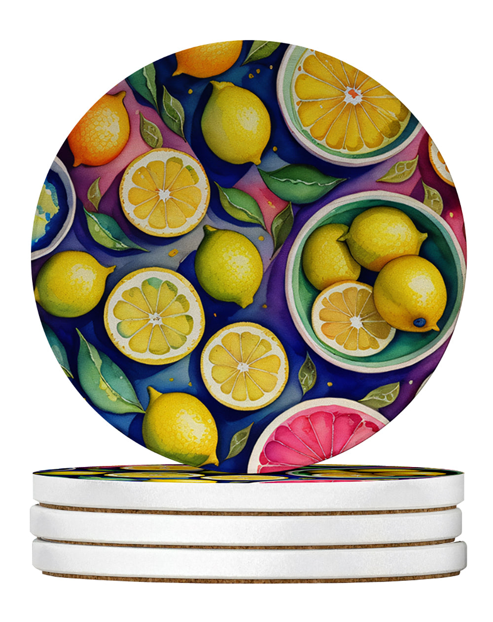 Buy this Colorful Lemons Large Sandstone Coasters Pack of 4