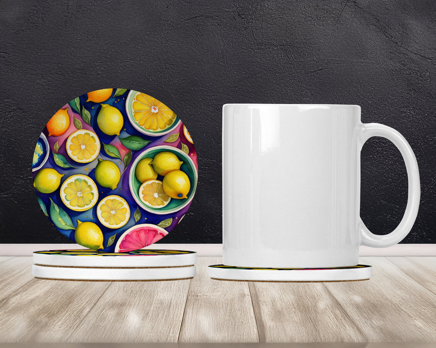 Colorful Lemons Large Sandstone Coasters Pack of 4
