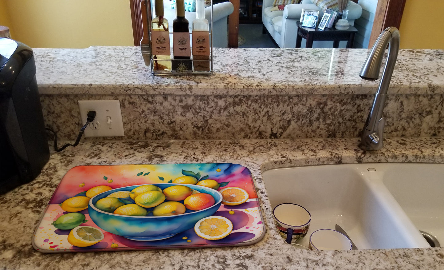 Colorful Lemons Dish Drying Mat