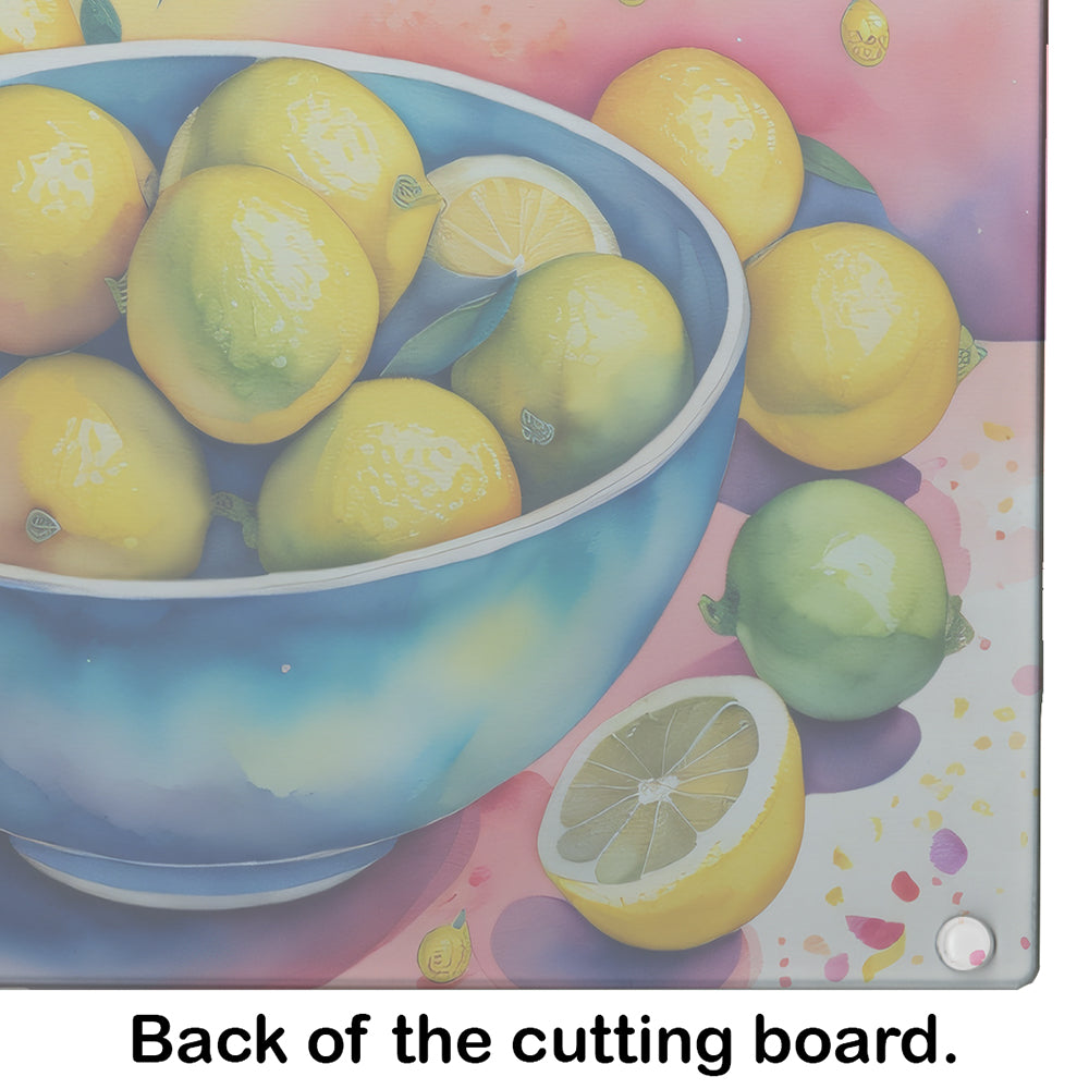 Colorful Lemons Glass Cutting Board