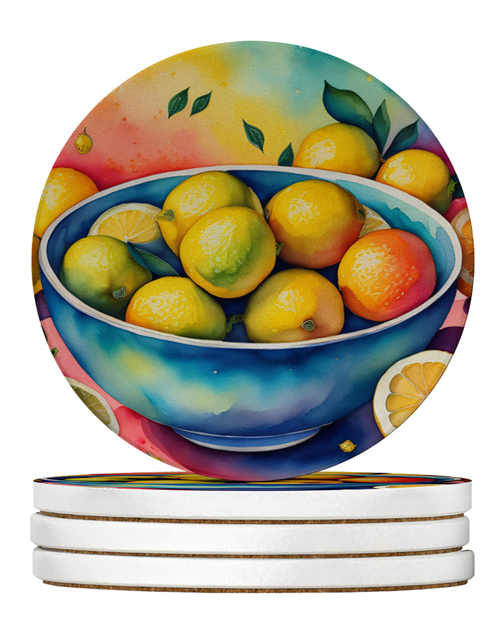 Buy this Colorful Lemons Large Sandstone Coasters Pack of 4
