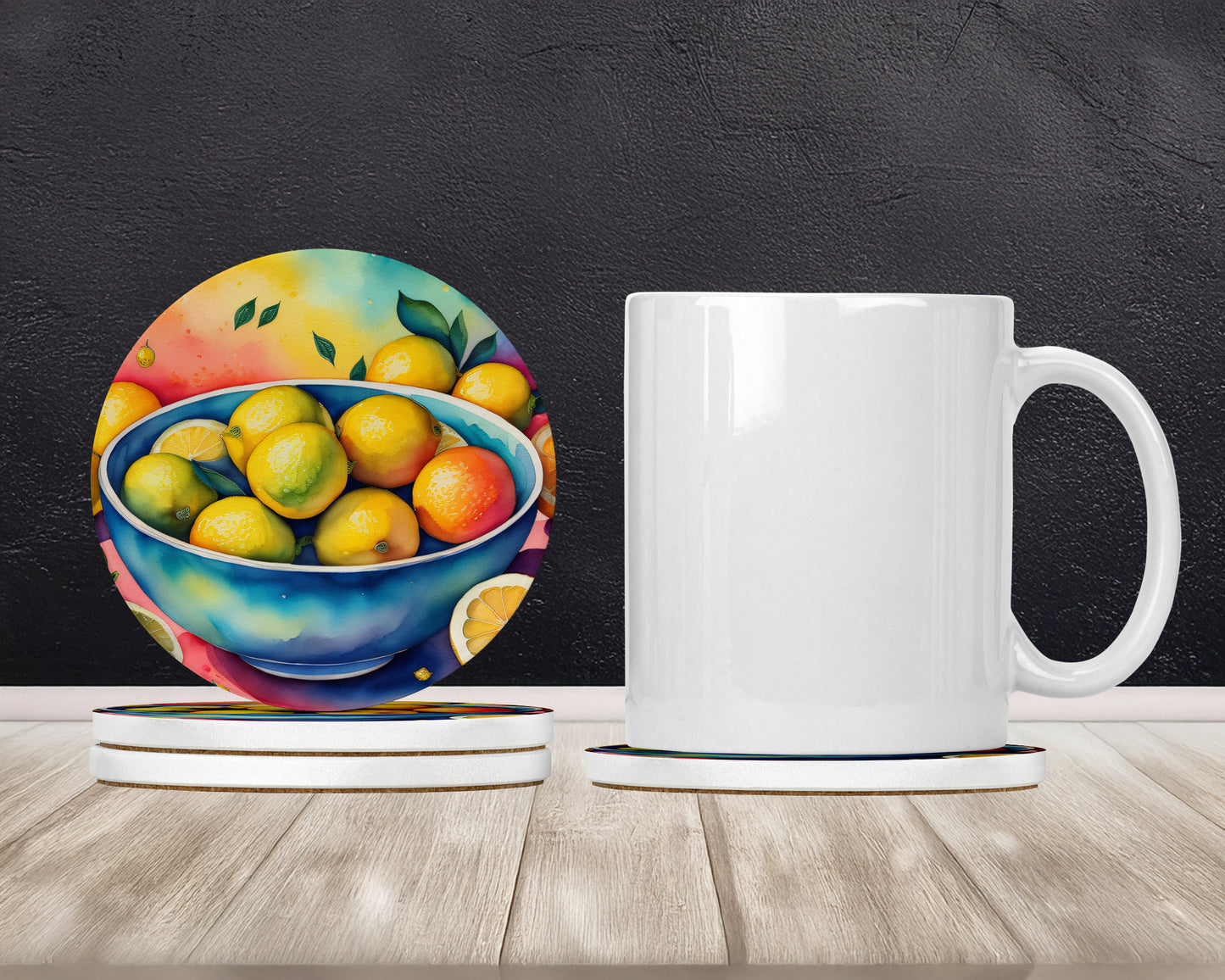 Colorful Lemons Large Sandstone Coasters Pack of 4