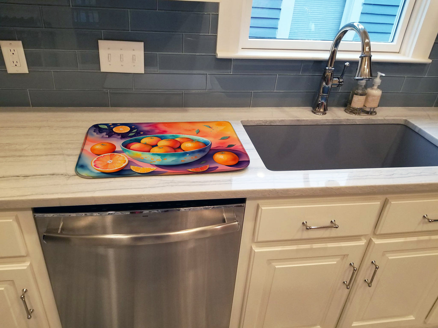 Colorful Oranges Dish Drying Mat