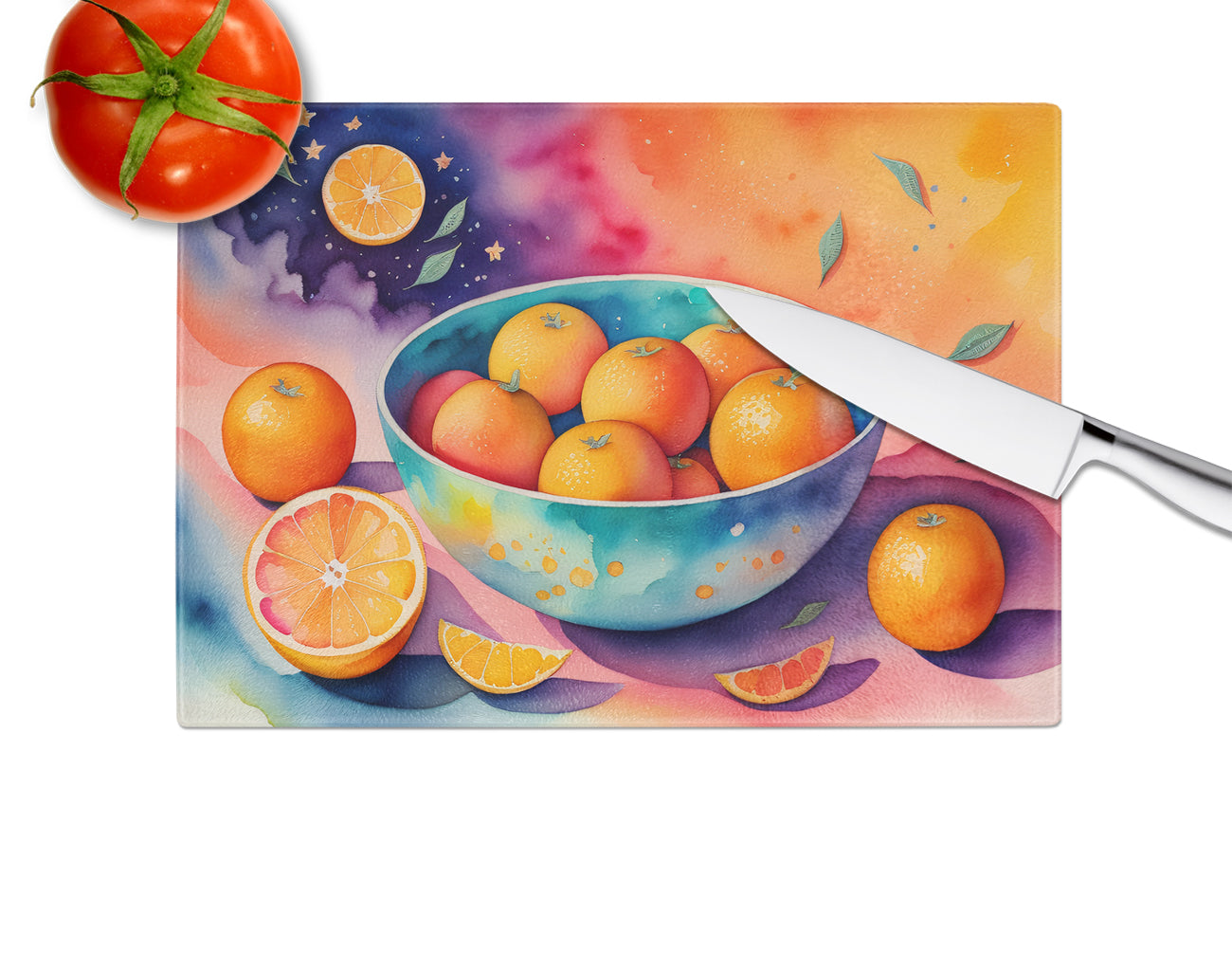 Colorful Oranges Glass Cutting Board