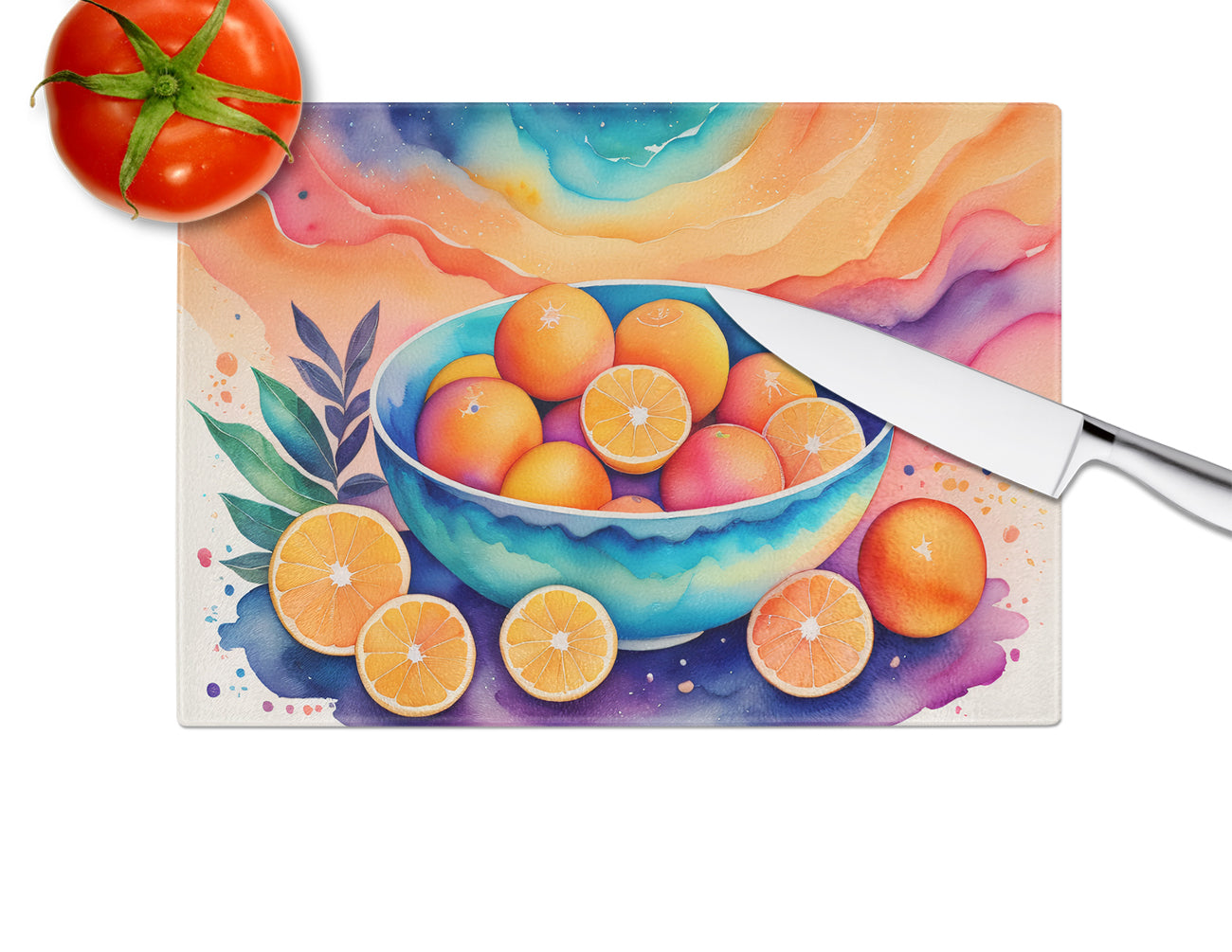 Colorful Oranges Glass Cutting Board