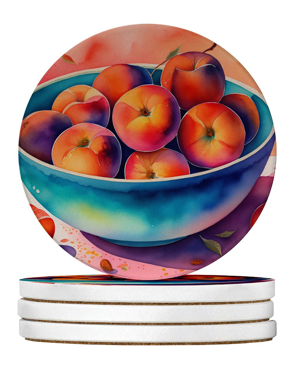Buy this Colorful Peaches Large Sandstone Coasters Pack of 4