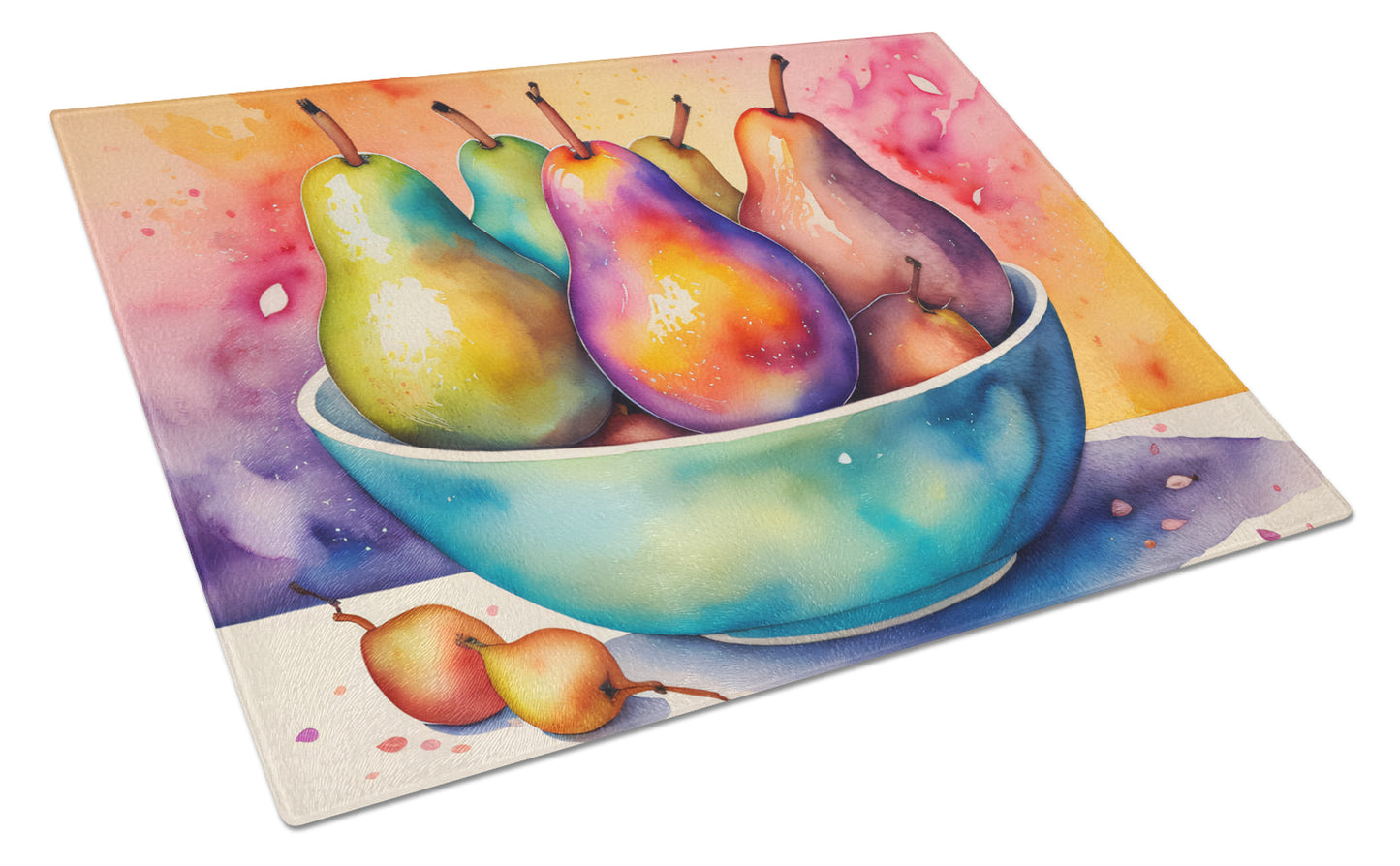 Buy this Colorful Pears Glass Cutting Board