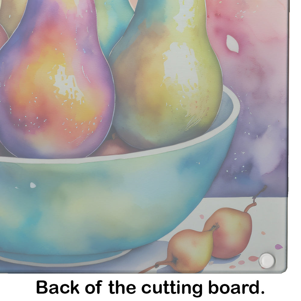 Colorful Pears Glass Cutting Board