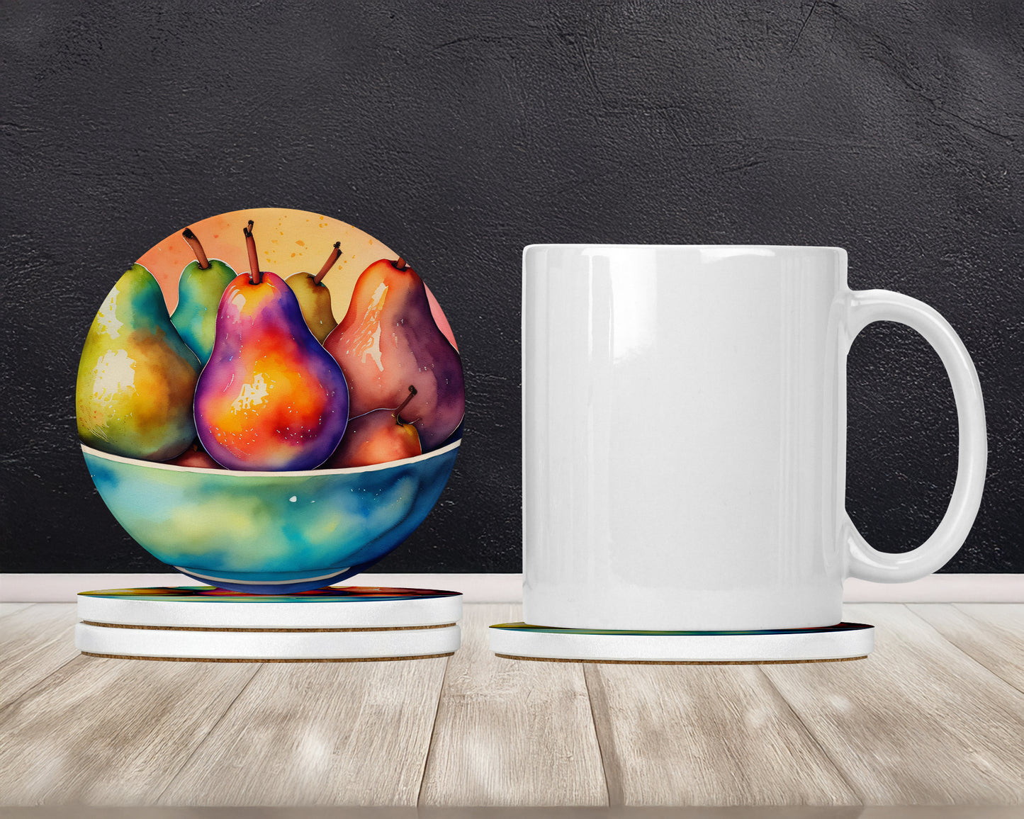Colorful Pears Large Sandstone Coasters Pack of 4