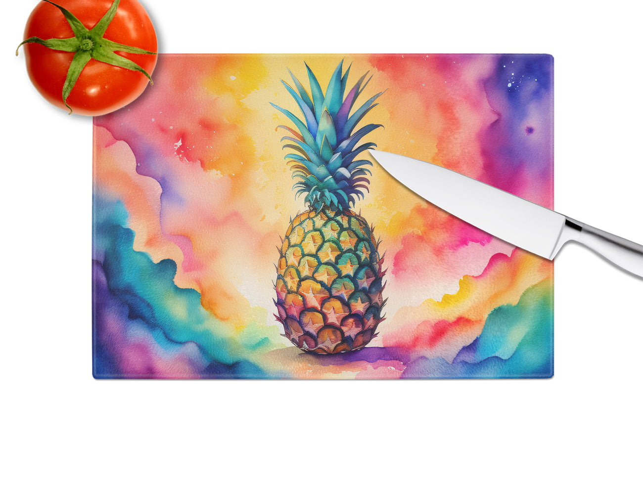 Colorful Pineapple Glass Cutting Board