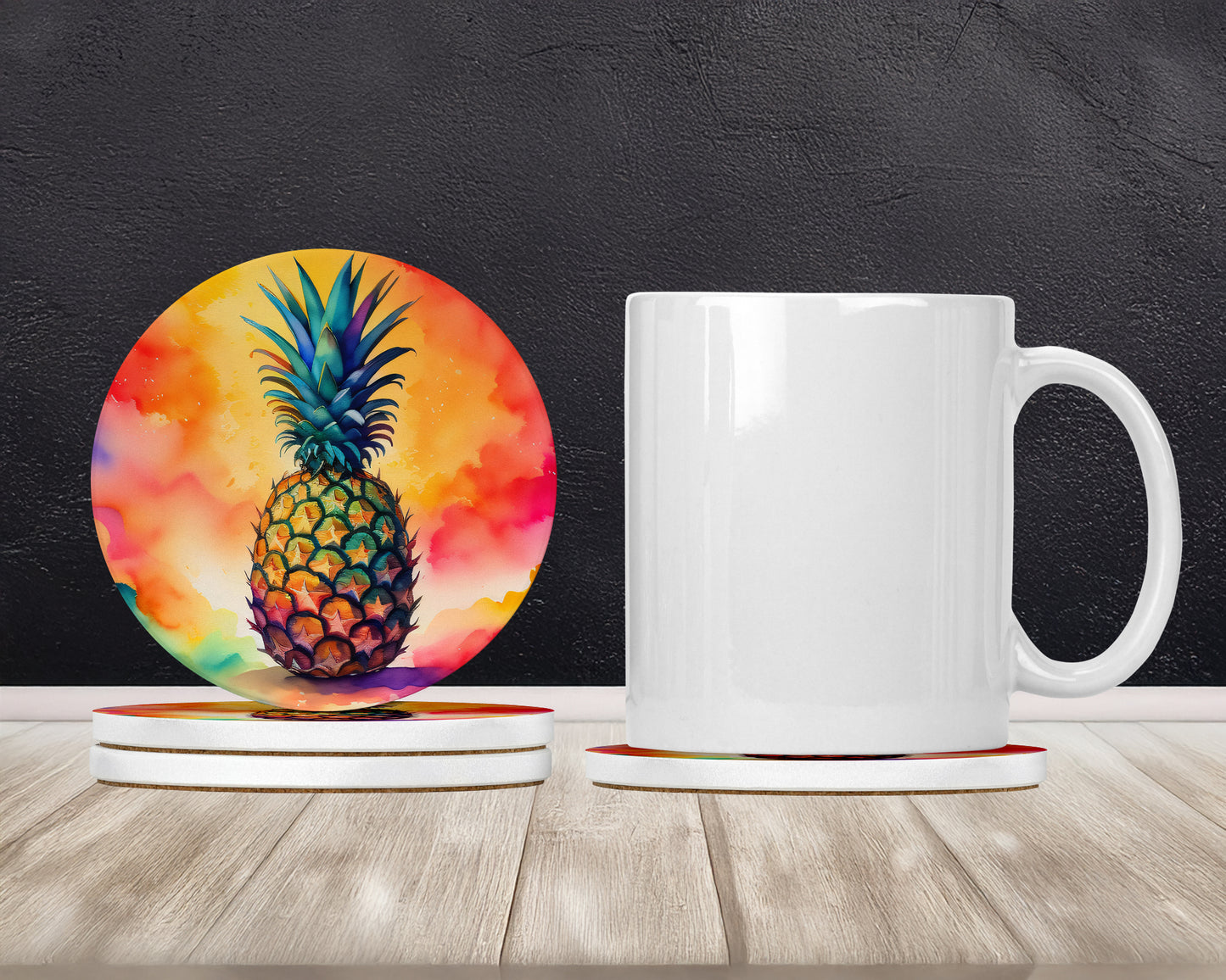 Colorful Pineapple Large Sandstone Coasters Pack of 4