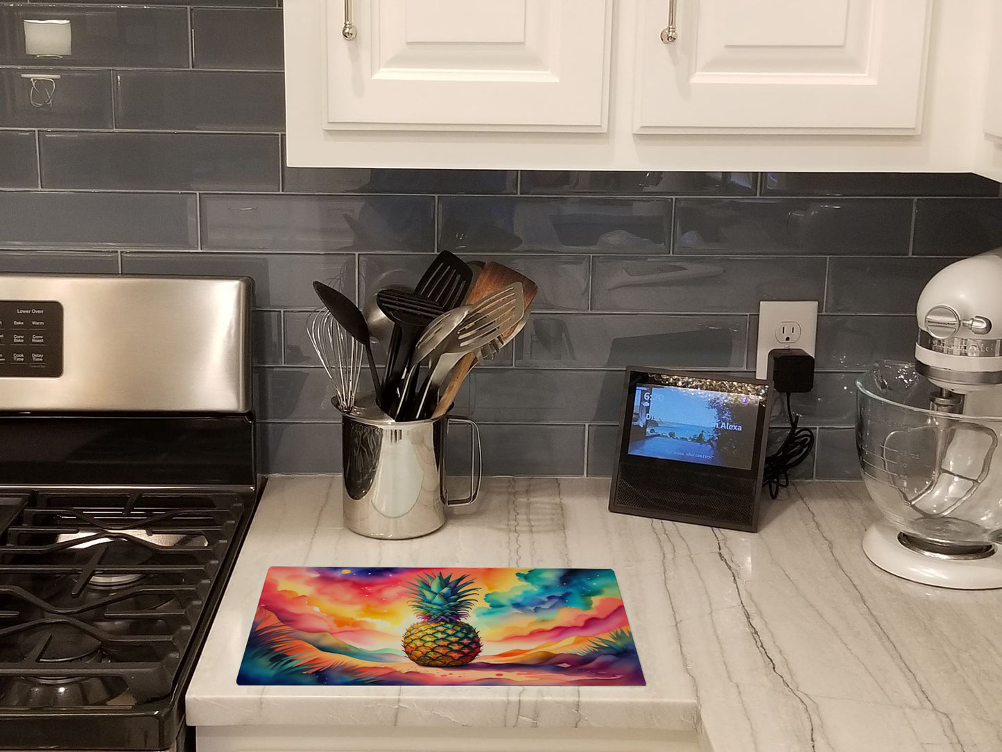 Colorful Pineapple Glass Cutting Board