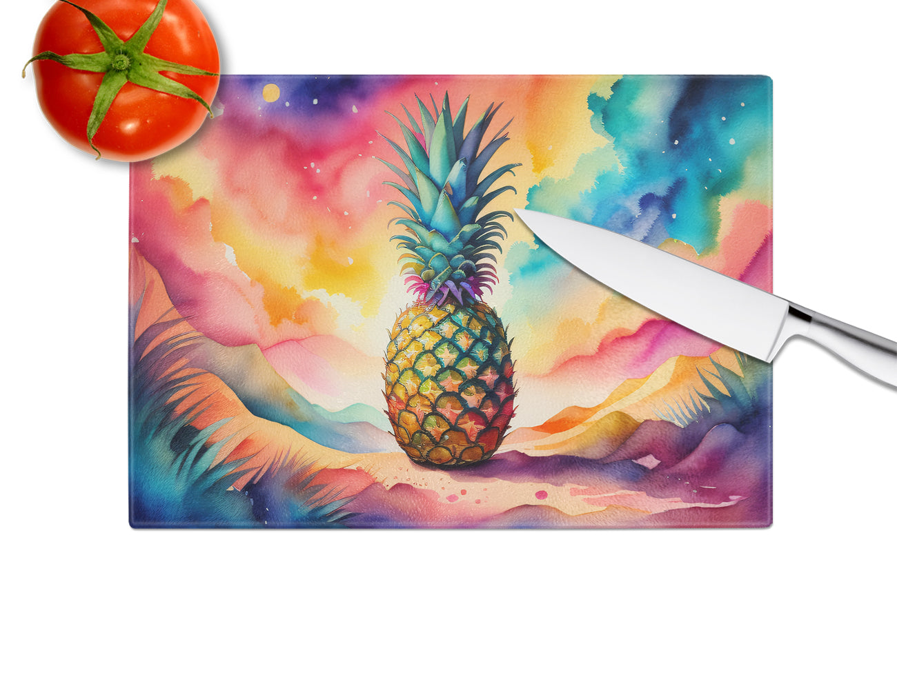 Colorful Pineapple Glass Cutting Board