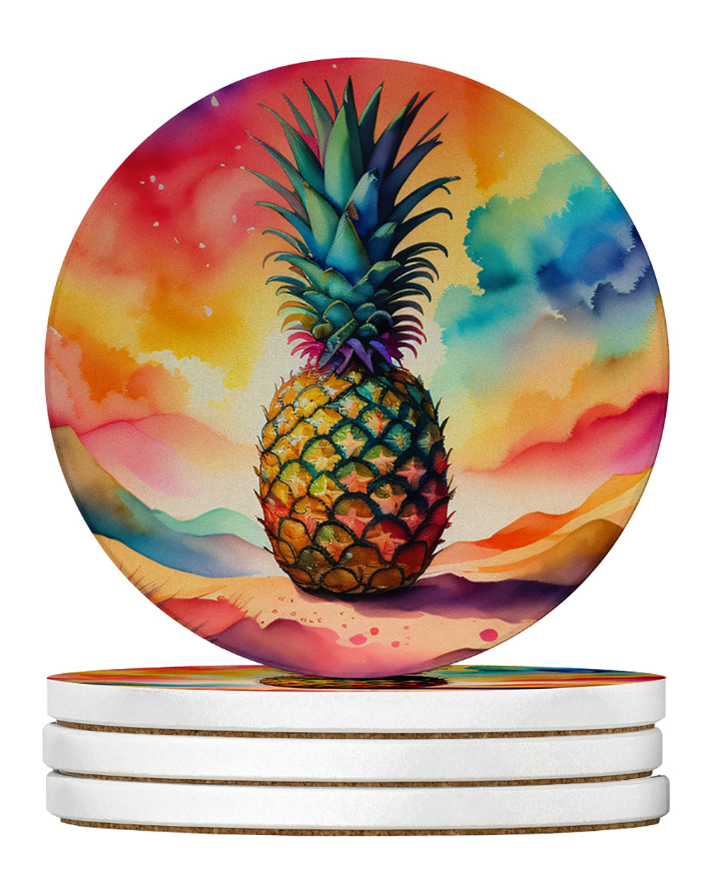 Buy this Colorful Pineapple Large Sandstone Coasters Pack of 4