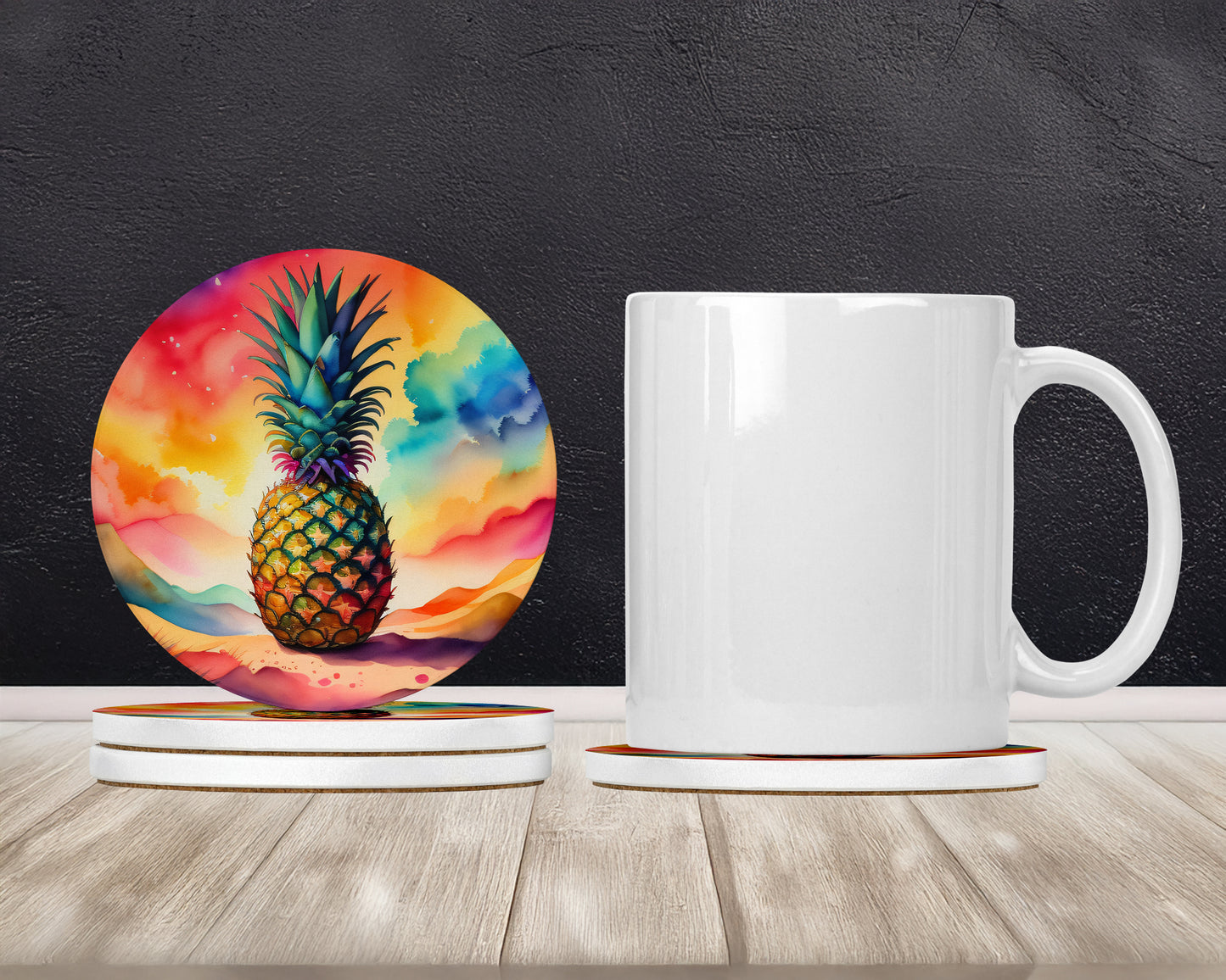 Colorful Pineapple Large Sandstone Coasters Pack of 4