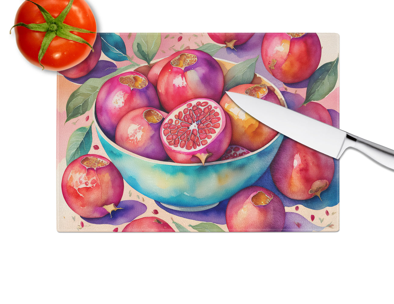 Colorful Pomegranates Glass Cutting Board