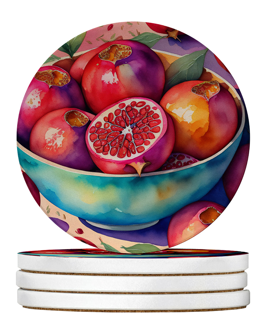 Buy this Colorful Pomegranates Large Sandstone Coasters Pack of 4