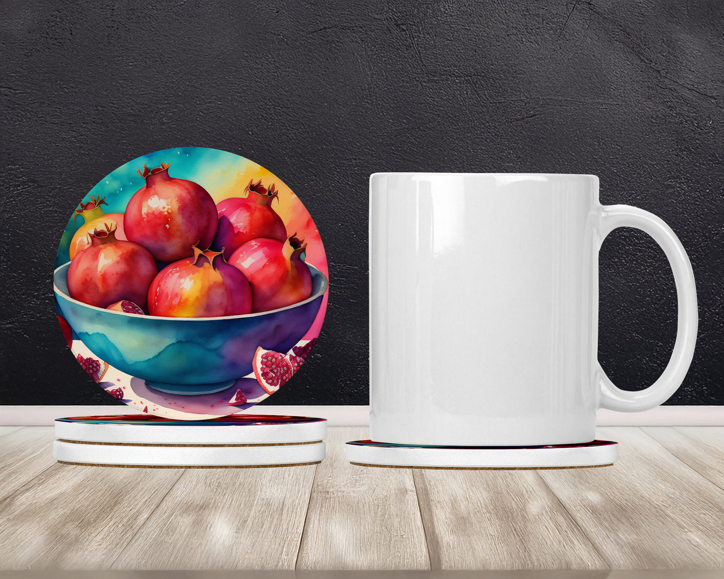 Colorful Pomegranates Large Sandstone Coasters Pack of 4