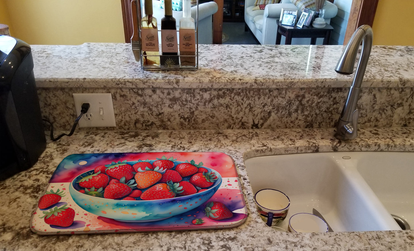 Colorful Strawberries Dish Drying Mat