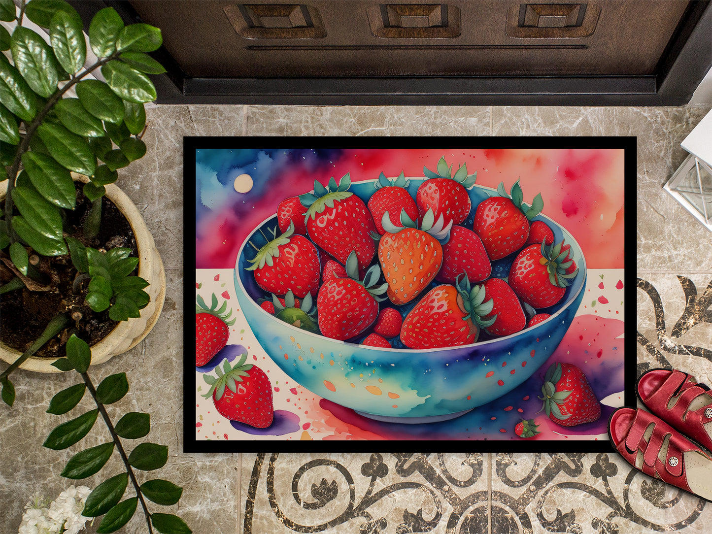 Colorful Strawberries Doormat