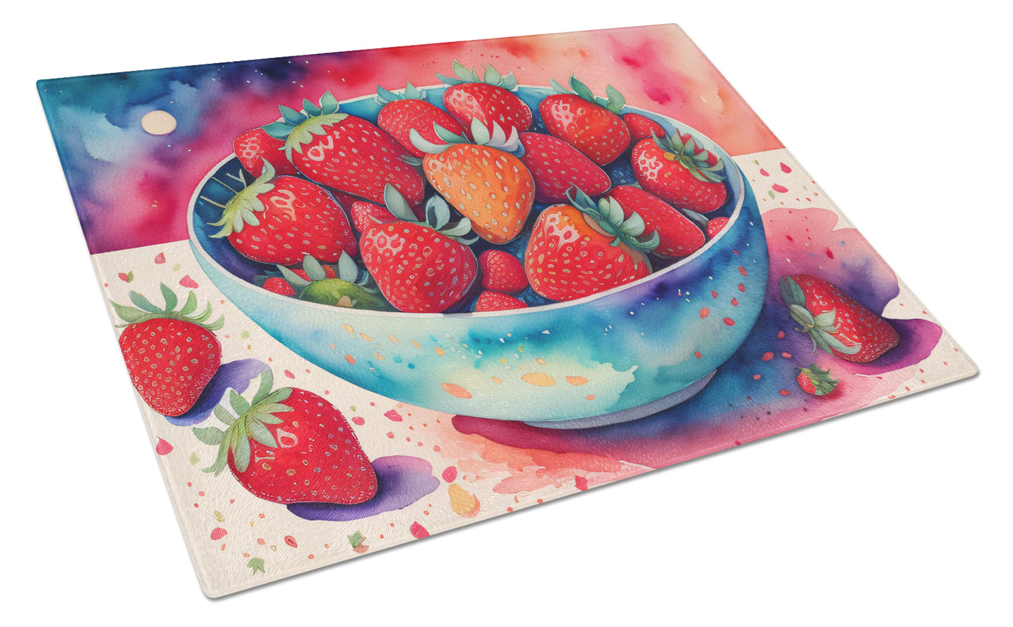 Buy this Colorful Strawberries Glass Cutting Board