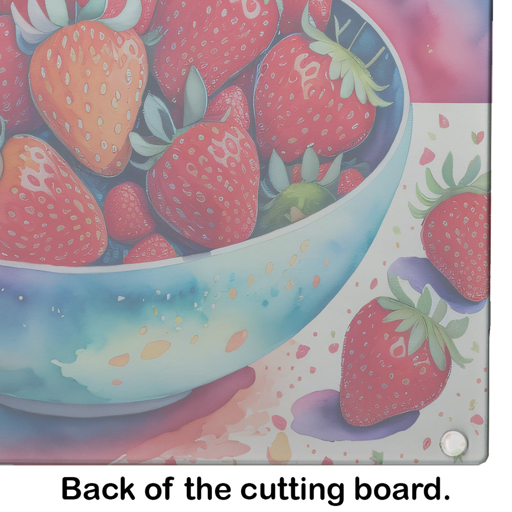 Colorful Strawberries Glass Cutting Board