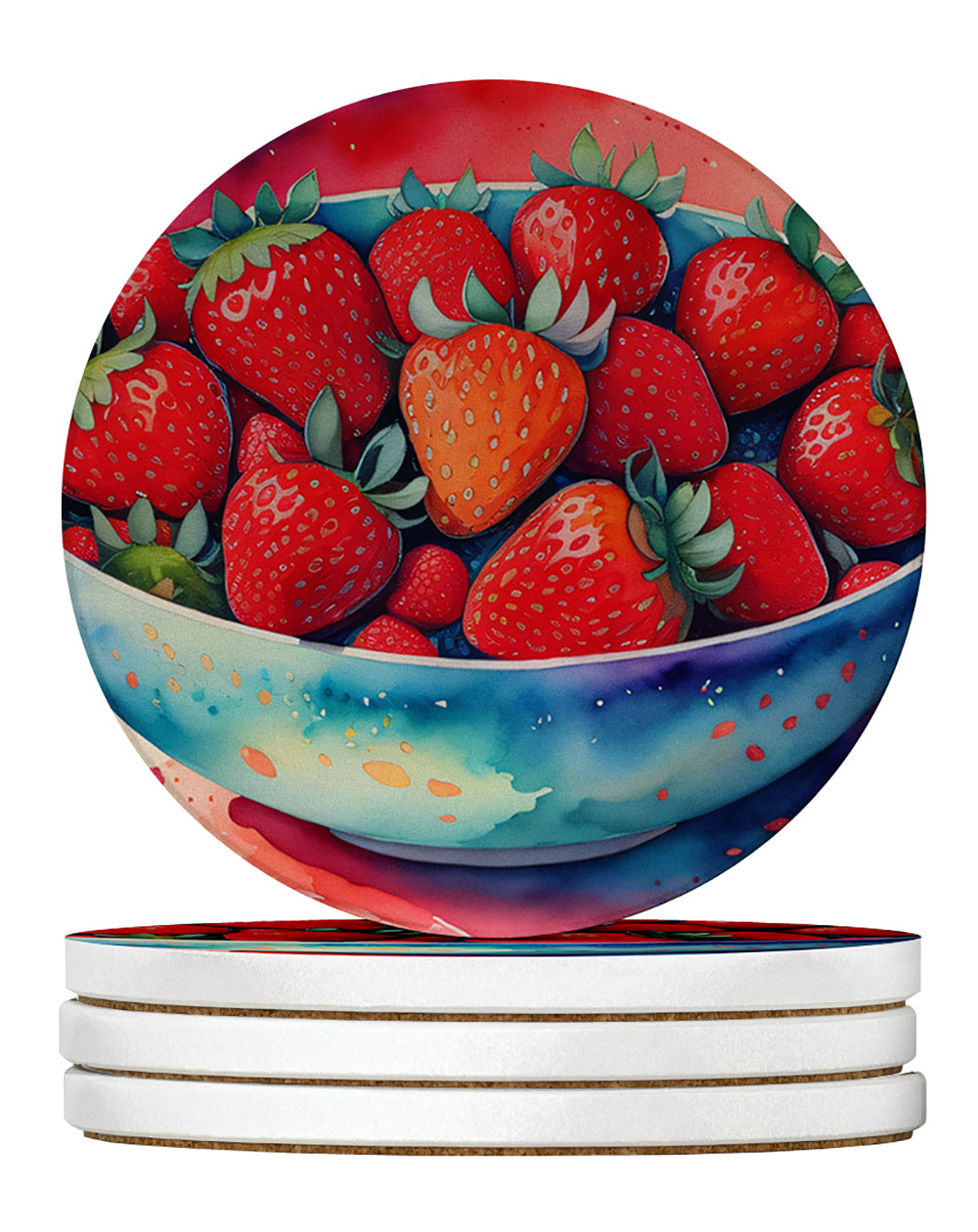 Buy this Colorful Strawberries Large Sandstone Coasters Pack of 4