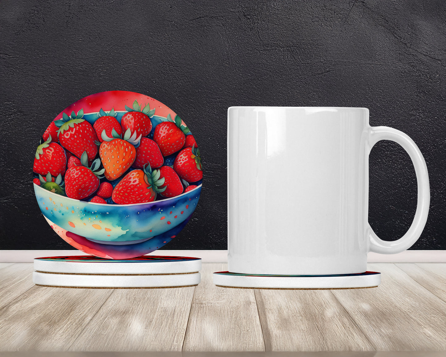Colorful Strawberries Large Sandstone Coasters Pack of 4