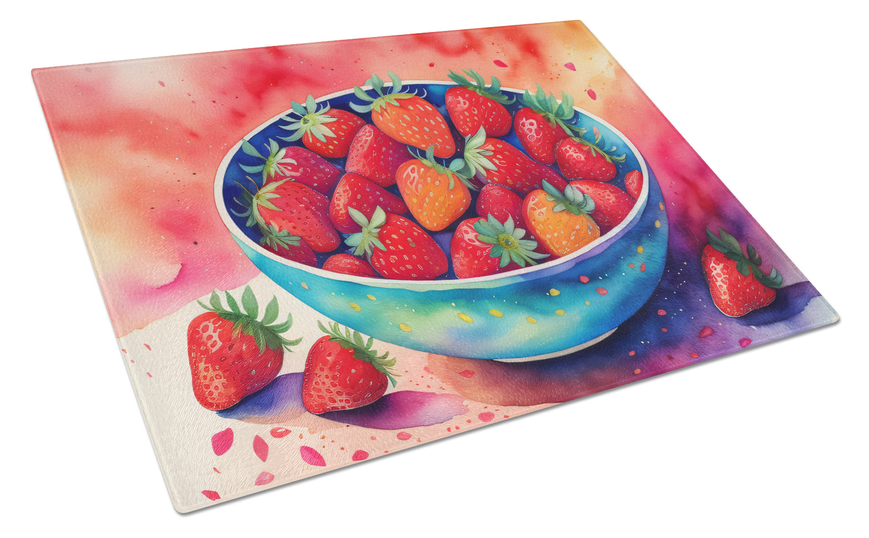 Buy this Colorful Strawberries Glass Cutting Board