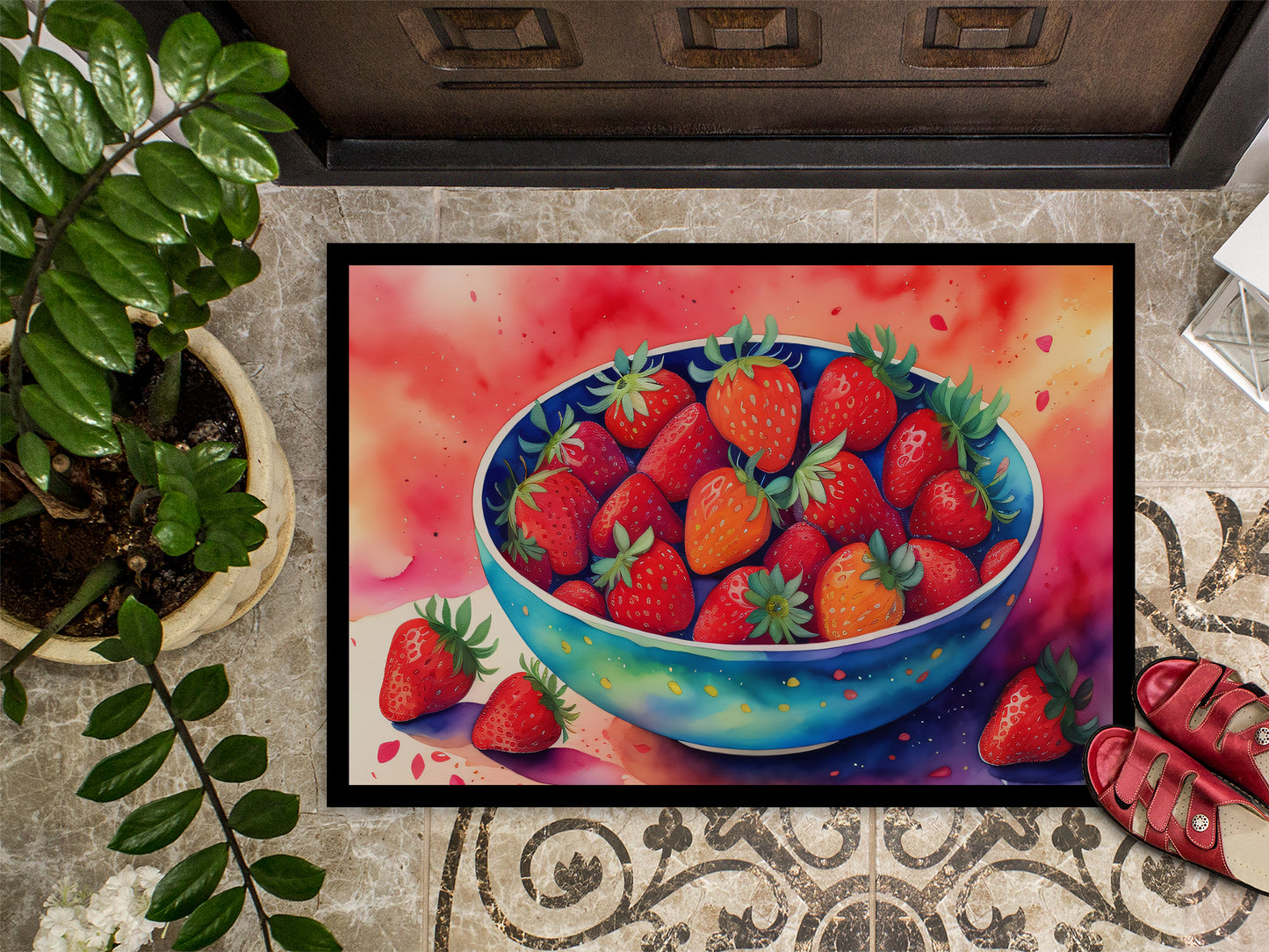 Colorful Strawberries Doormat