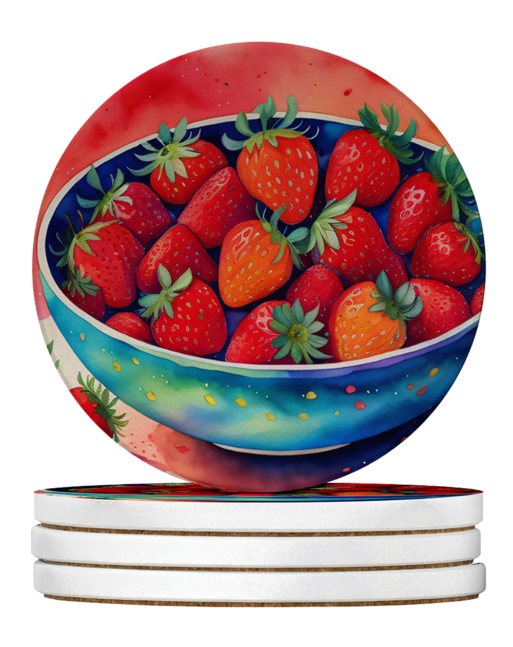 Buy this Colorful Strawberries Large Sandstone Coasters Pack of 4