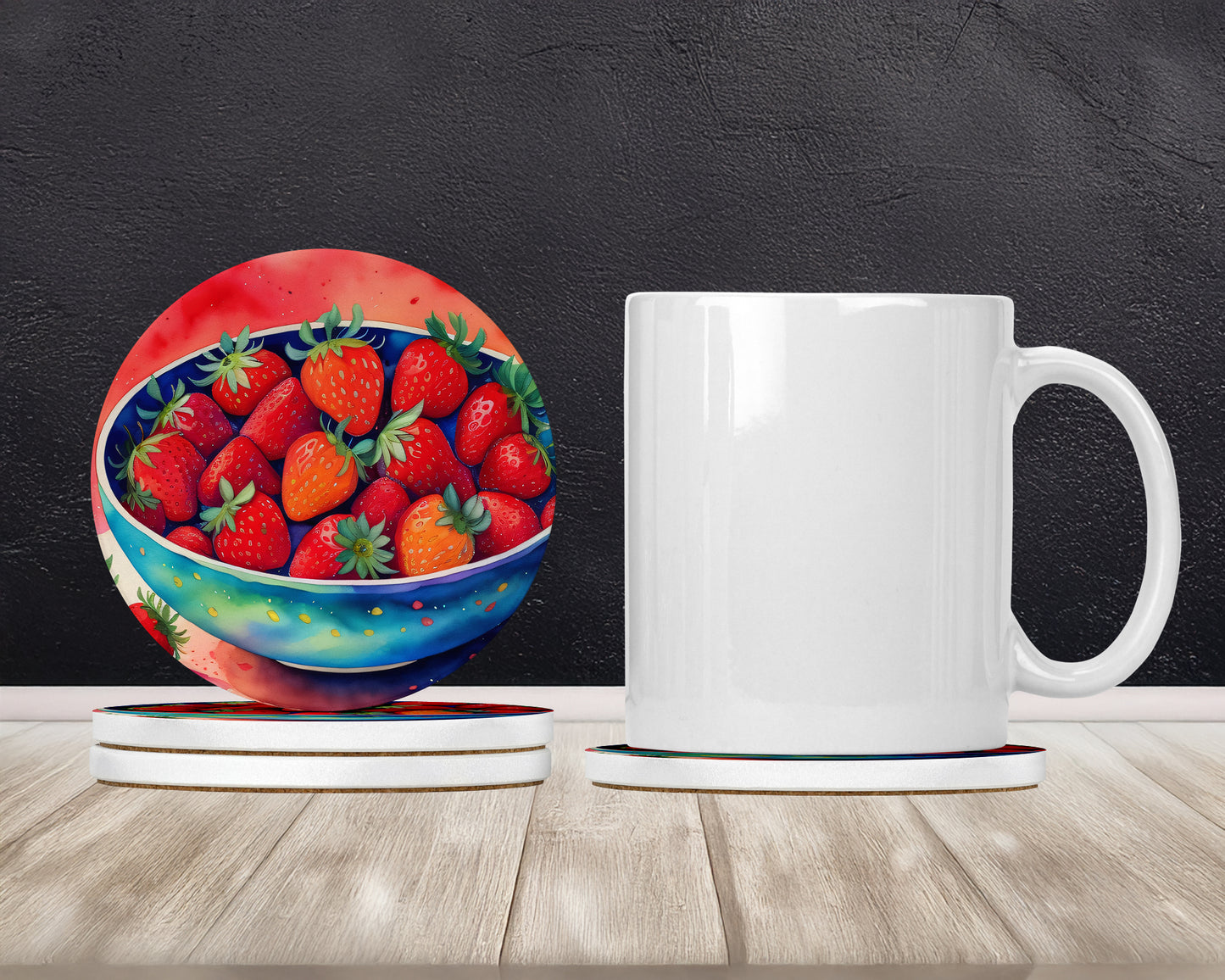 Colorful Strawberries Large Sandstone Coasters Pack of 4