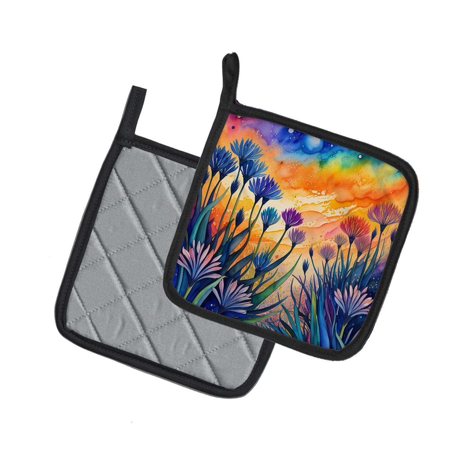 Colorful Agapanthus Pair of Pot Holders