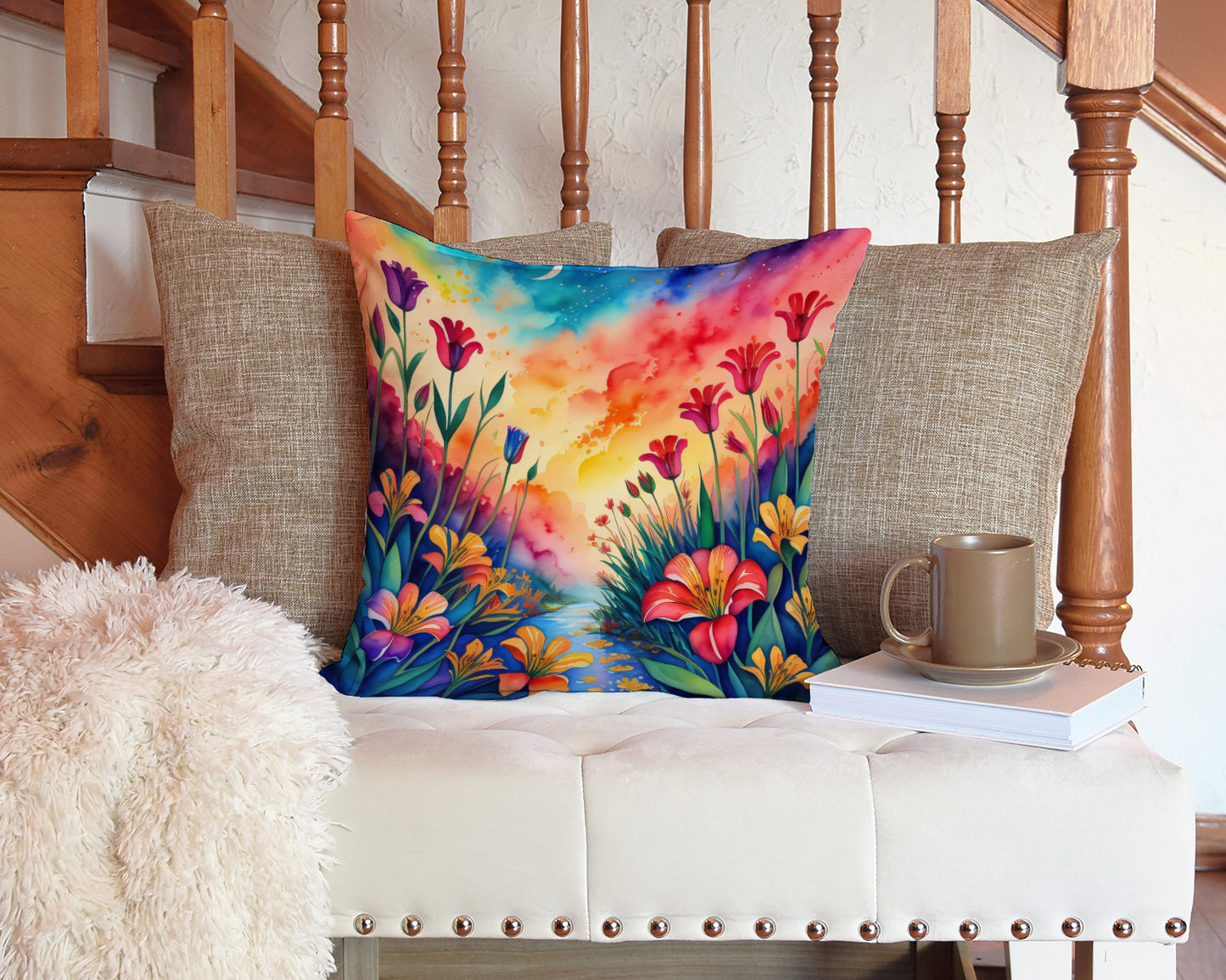 Colorful Alstroemerias Throw Pillow