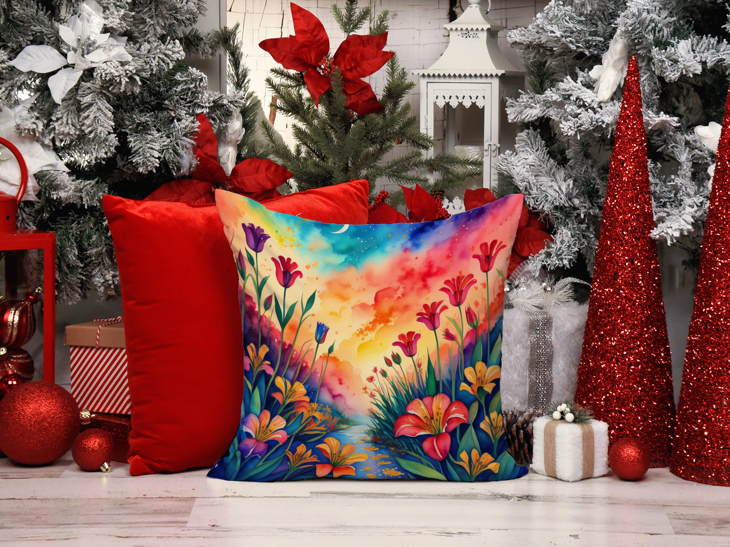 Colorful Alstroemerias Throw Pillow