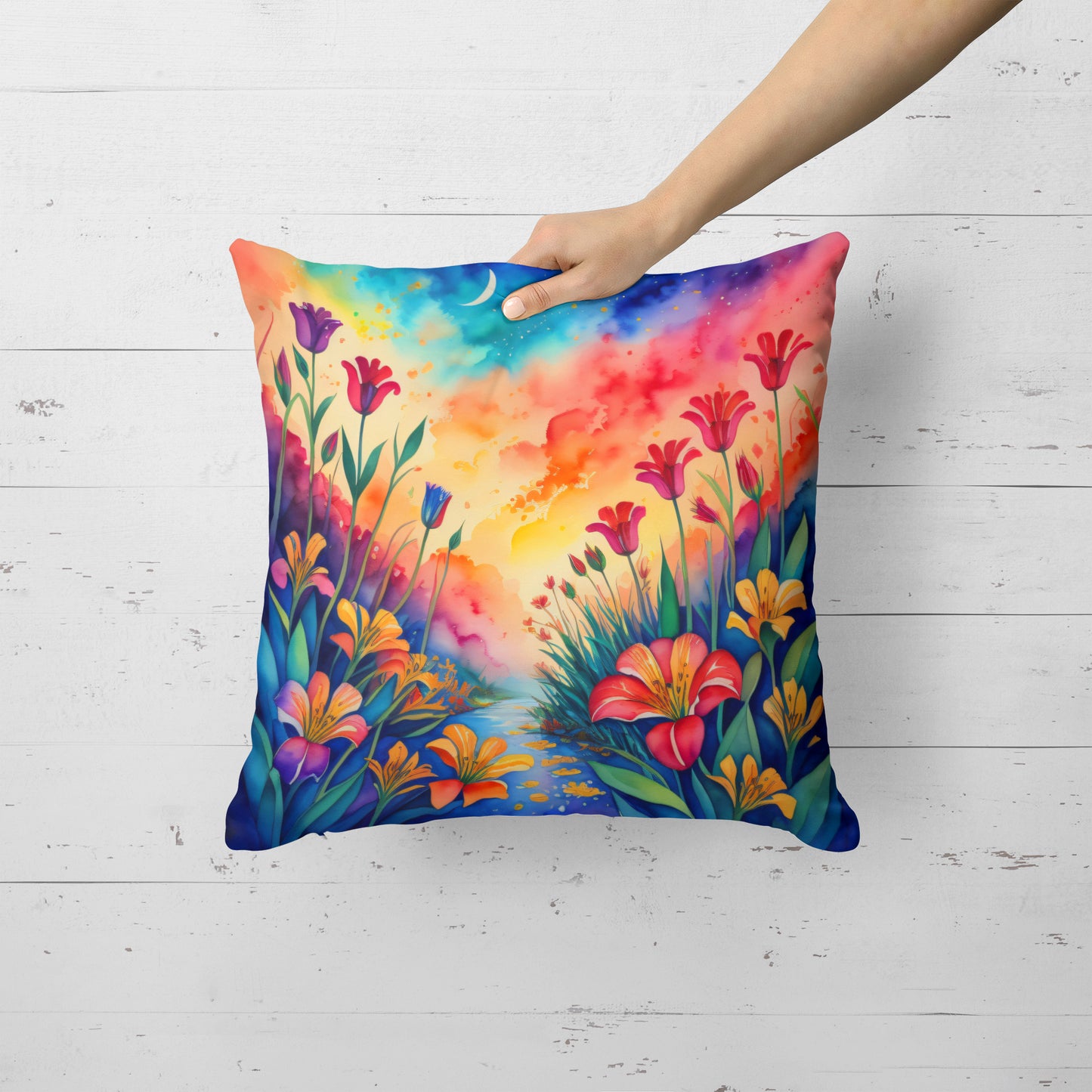 Colorful Alstroemerias Throw Pillow