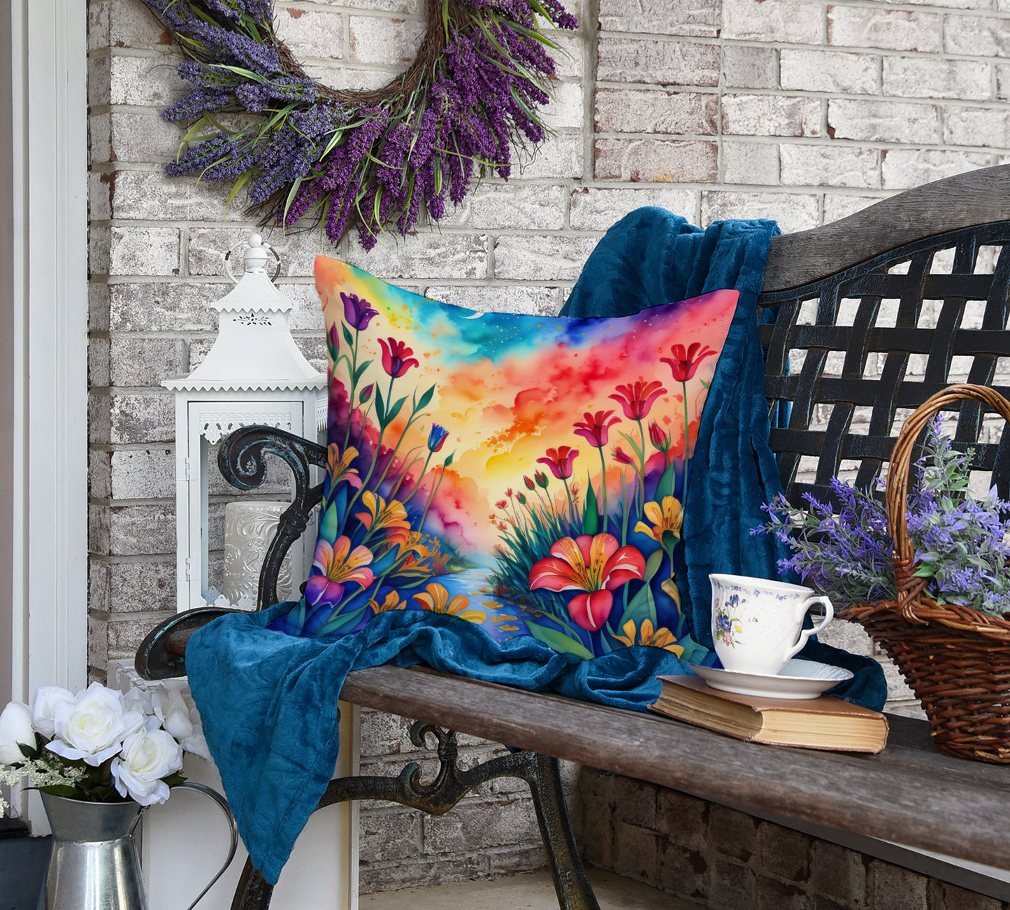 Colorful Alstroemerias Throw Pillow