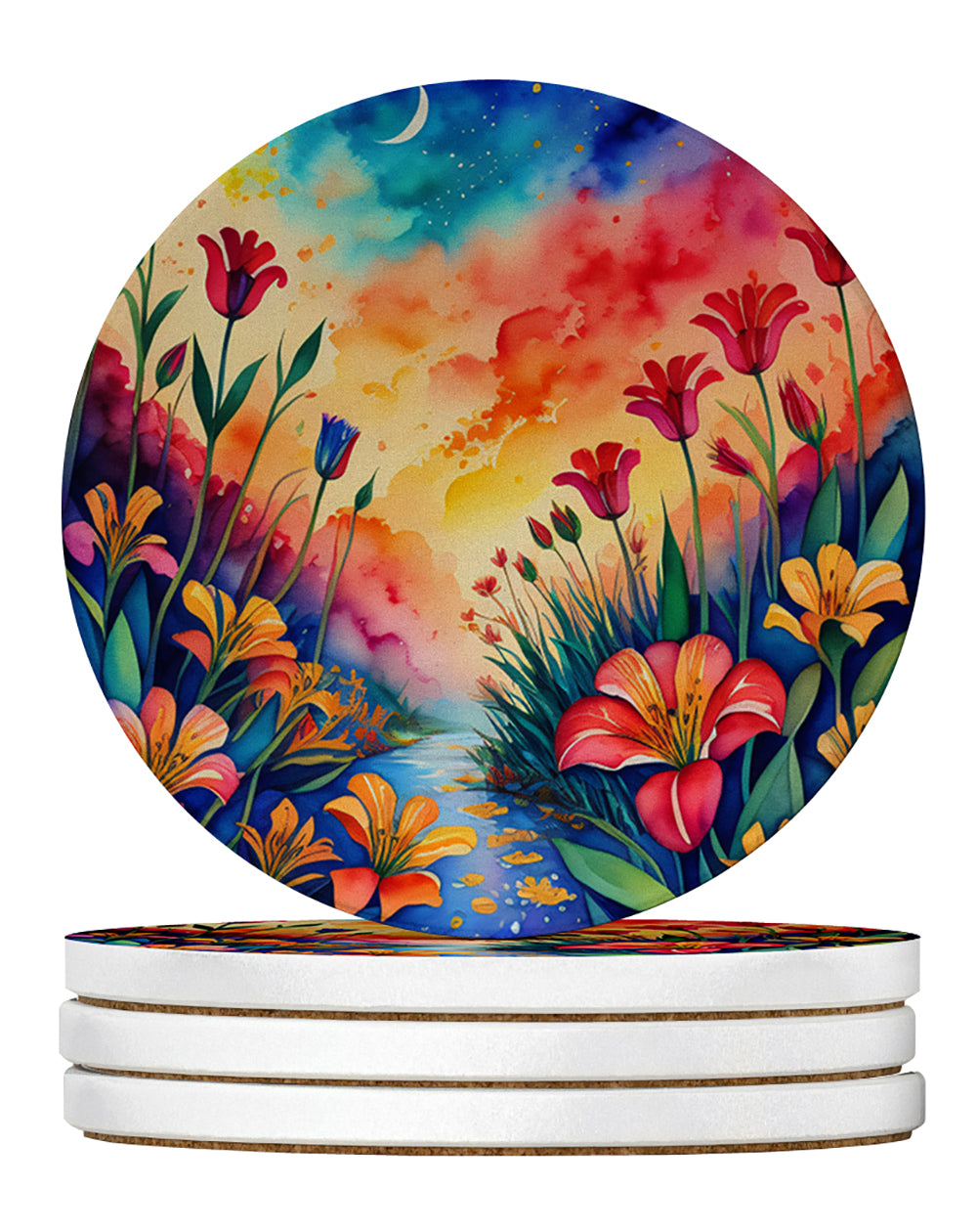 Buy this Colorful Alstroemerias Large Sandstone Coasters Pack of 4