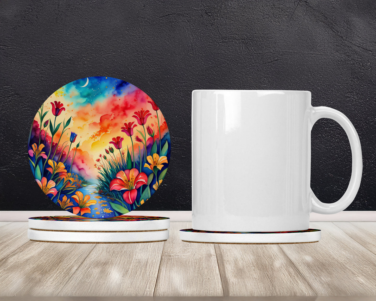 Colorful Alstroemerias Large Sandstone Coasters Pack of 4