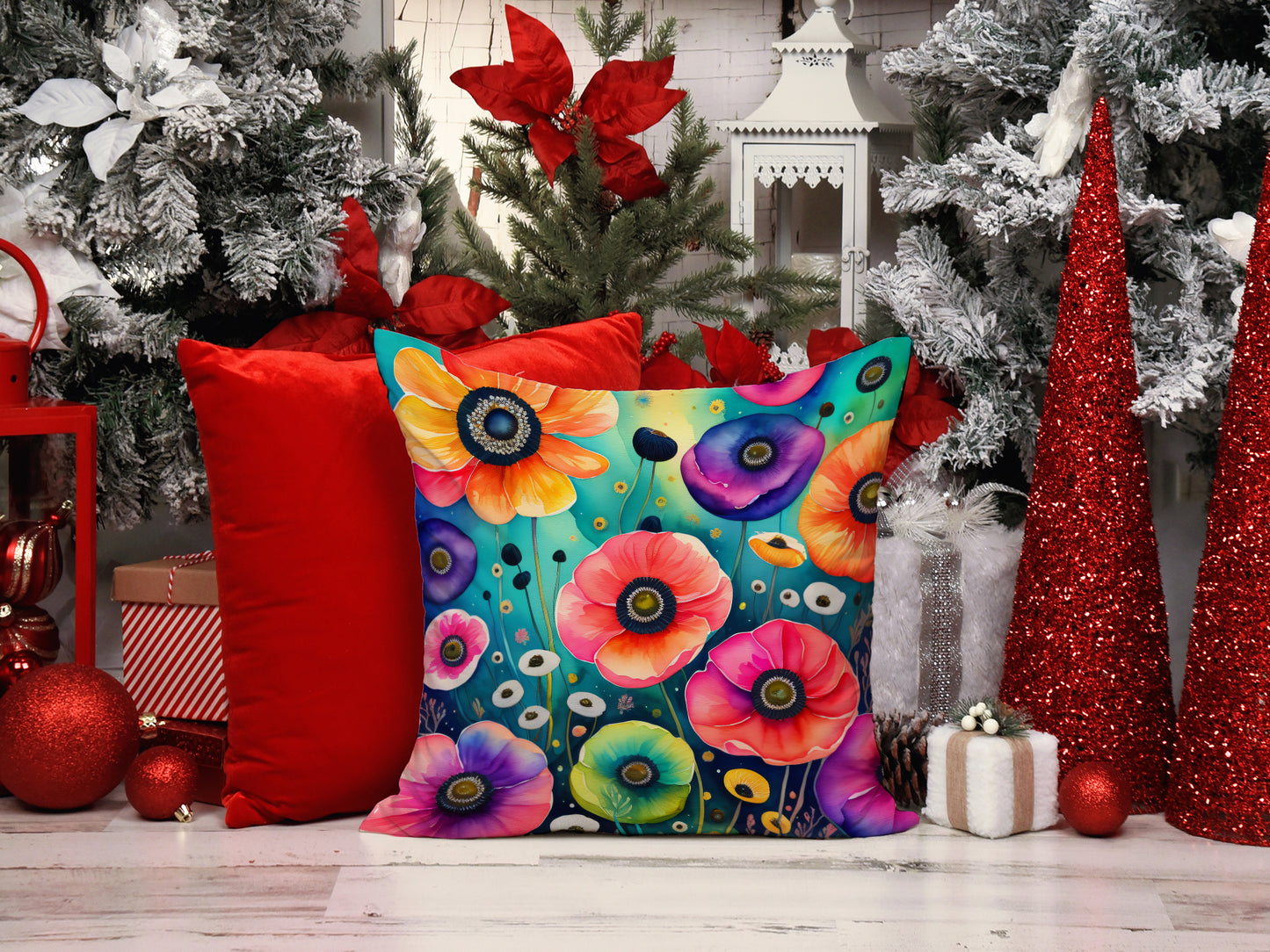 Colorful Anemones Throw Pillow