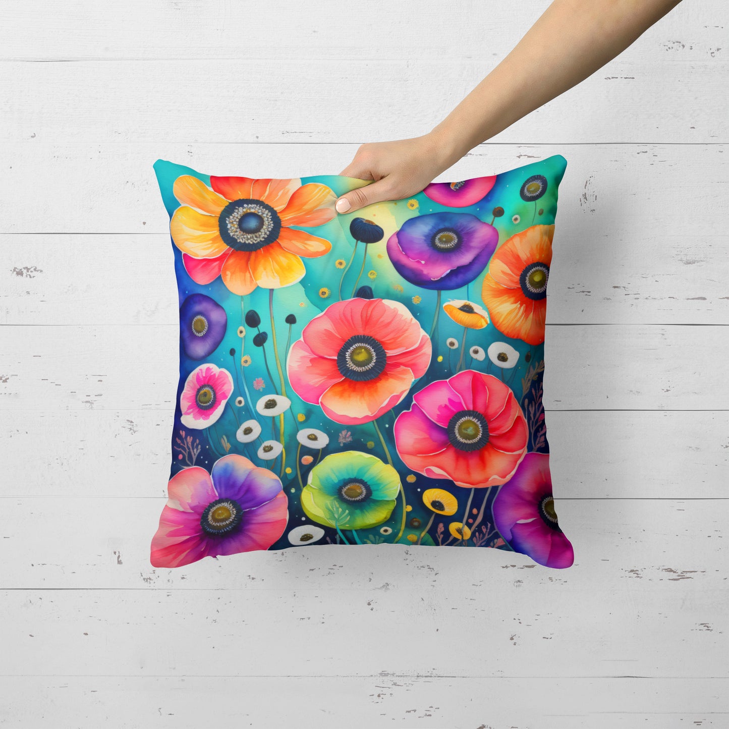 Colorful Anemones Throw Pillow